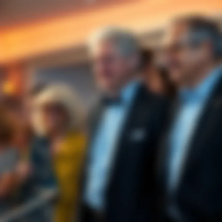 Bill Clinton standing with Jeffrey Epstein and Ghislaine Maxwell at a social event