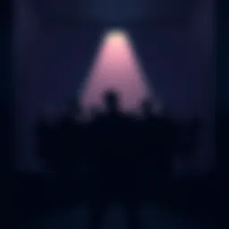 Silhouettes of wealthy individuals meeting in a dimly lit room, representing secrecy and power