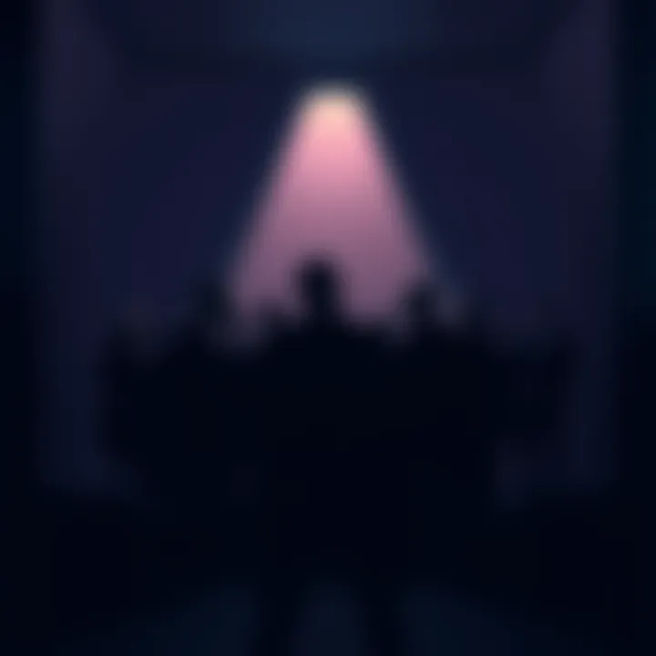 Silhouettes of wealthy individuals meeting in a dimly lit room, representing secrecy and power