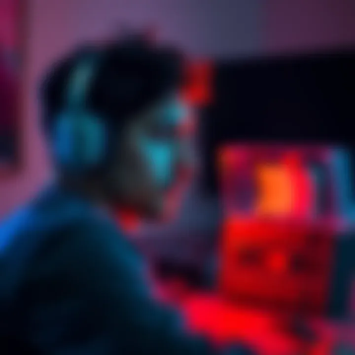 A person listening to binaural beats on headphones, contrasting with an analog tape player beside them, highlighting different audio experiences.