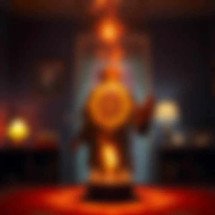 Binding Spell in Action A person casting a protection spell with a glowing symbol in their home to bind an evil spirit named Farah, creating a safe atmosphere.