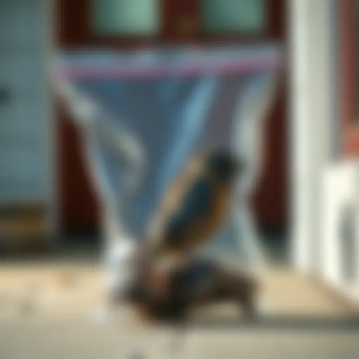 A Ziploc bag containing bird remains placed on a doorstep
