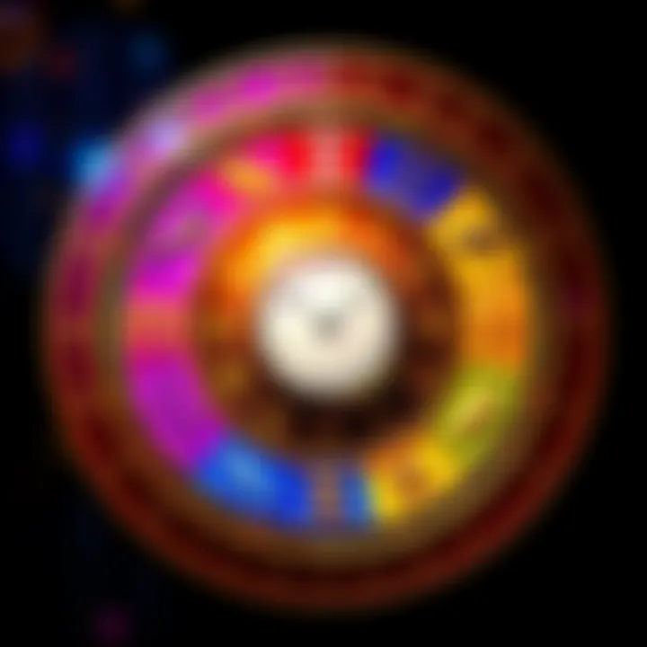 A colorful zodiac wheel showing various signs and symbols with a clock in the center representing the influence of birth timing.