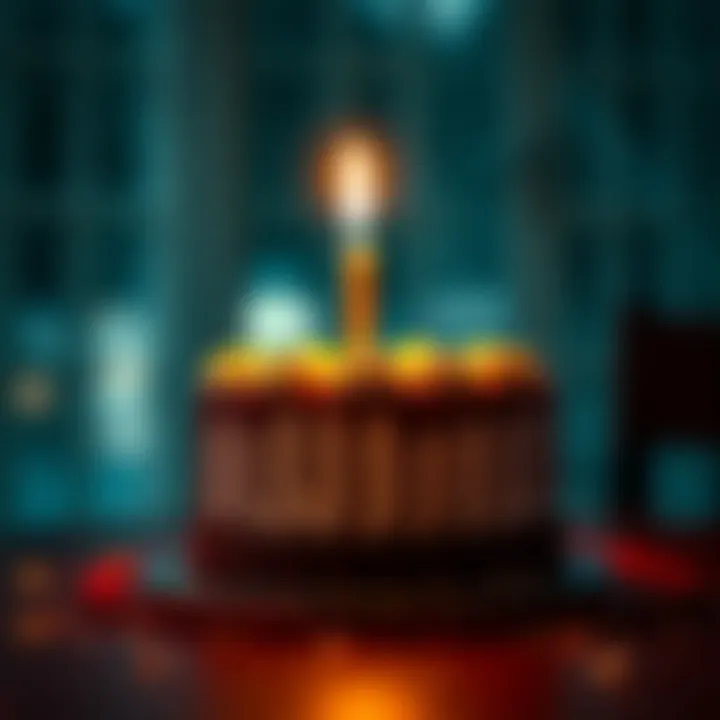 A single birthday cake with a lit candle on a table, symbolizing a person celebrating their birthday alone while making a wish for the year ahead.
