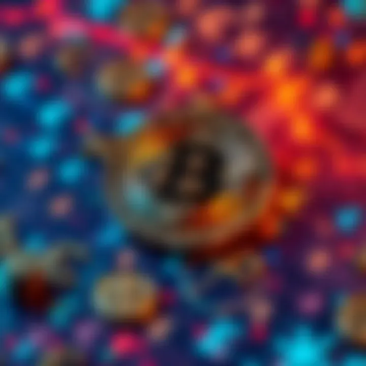 Bitcoin and currency symbols A digital representation of Bitcoin along with various currency symbols on a glowing background, illustrating the concept of global currency control.