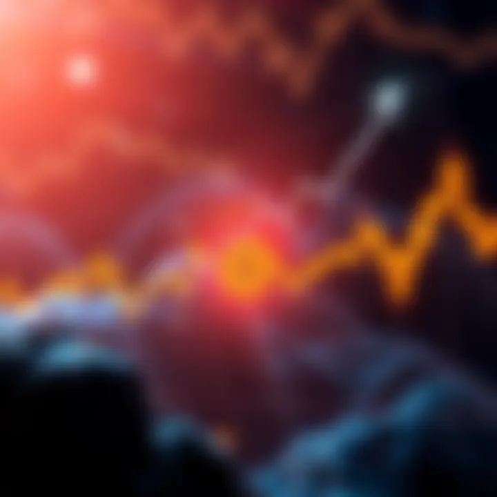 A graphic showing a Bitcoin chart with a rising line and a future date marked, suggesting predictions about Bitcoin's price movement.