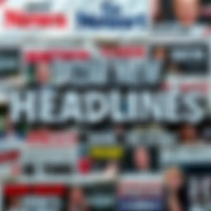 A collage of weird newspaper headlines that surprised readers, featuring unusual images and bold fonts.