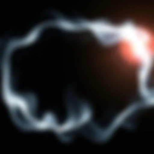 A black aura surrounded by a white outline shaped like gentle flames, representing a person's energy and emotional state.