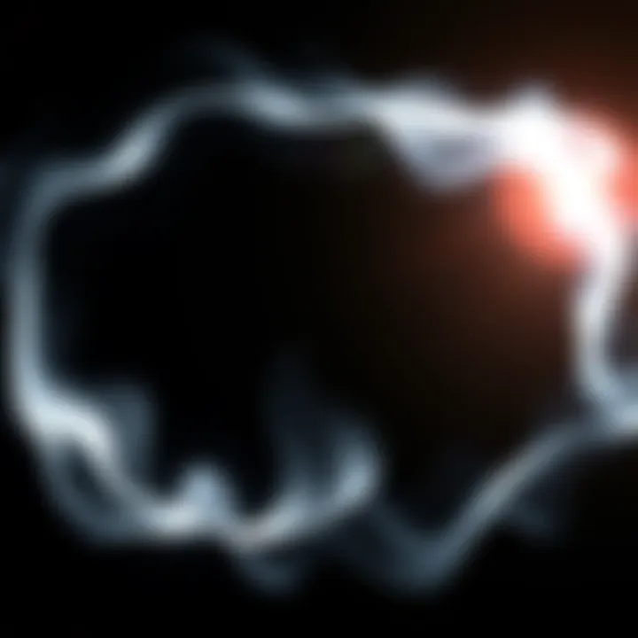 A black aura surrounded by a white outline shaped like gentle flames, representing a person's energy and emotional state.