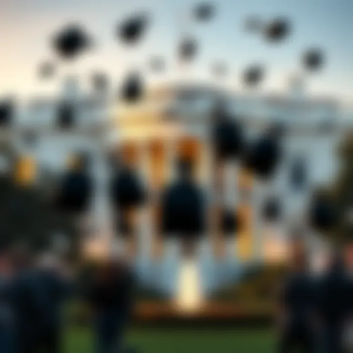 Black bags falling from a second-story window of the White House surrounded by curious onlookers