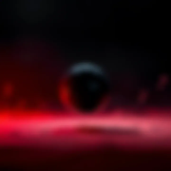 A black sphere floating in a dark space with faint echoes of overwhelming music, representing a childhood fear.