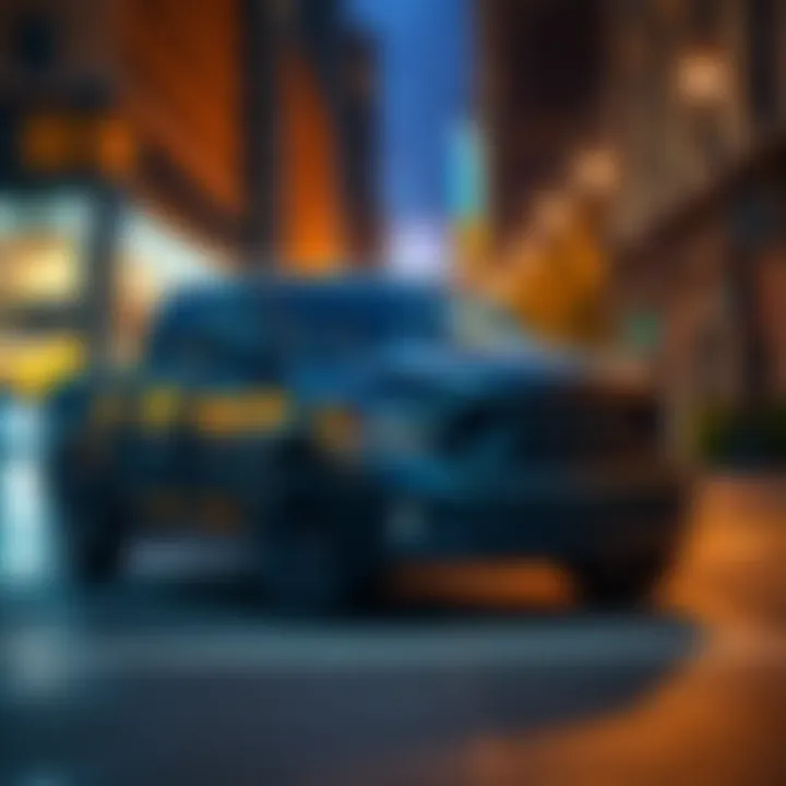 A black Dodge Ram pickup truck parked on a city street, symbolizing gang stalking trends.