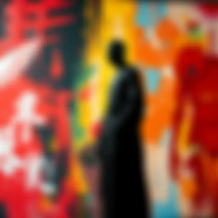 Black Figure Artwork A striking black figure standing against a colorful background, symbolizing its importance in art