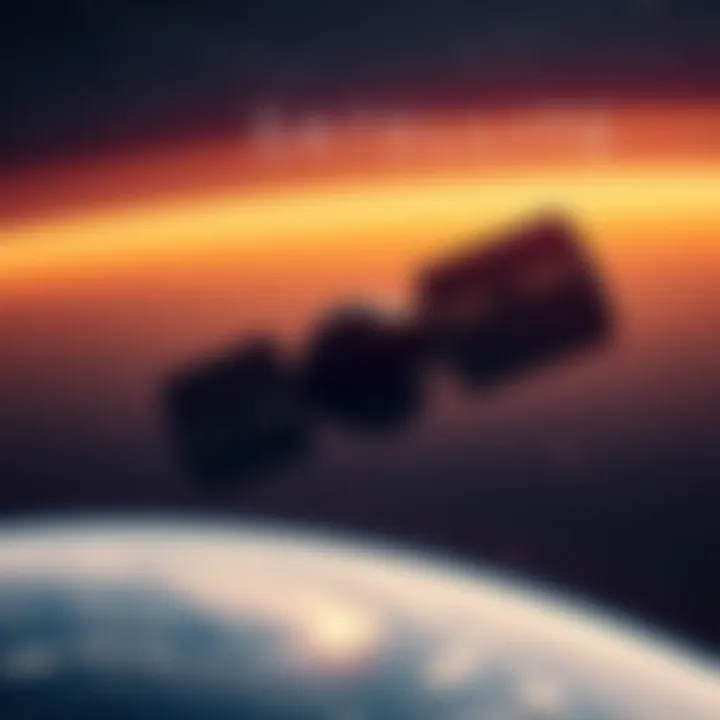 Black Knight Satellite in Space An artist's rendering of the Black Knight Satellite orbiting Earth with stars in the background