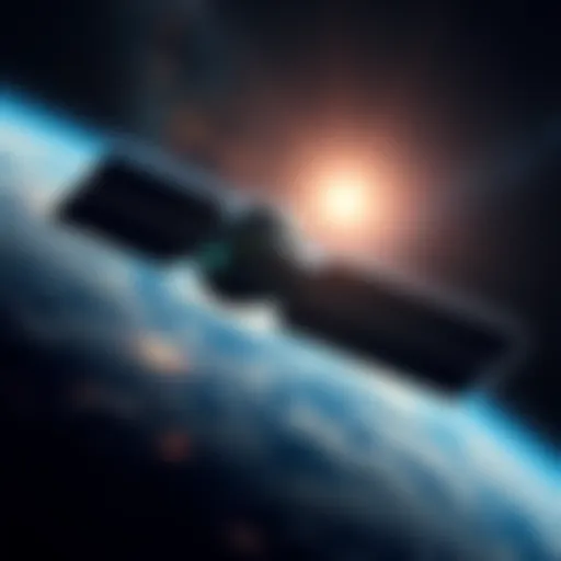 Black Knight Satellite in Space A representation of the Black Knight Satellite orbiting Earth, surrounded by stars and galaxies, highlighting its ancient alien design.