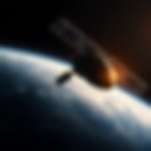 A depiction of the Black Knight Satellite orbiting Earth, surrounded by stars and space, symbolizing the theory of alien technology.