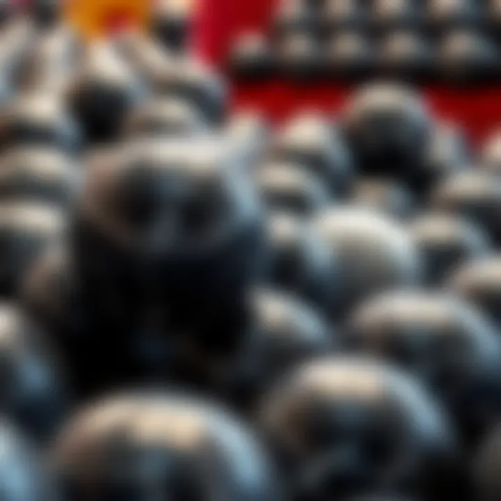 A close-up view of black marble baoding balls showcasing their smooth texture and unique patterns