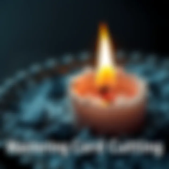 A close-up of a lit candle with black salt sprinkled around it, symbolizing cord cutting ritual techniques.