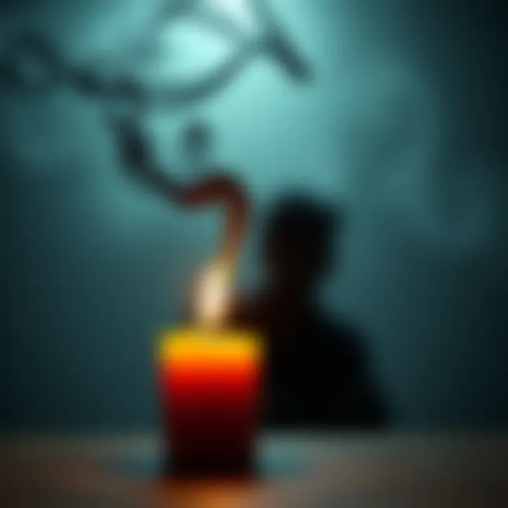 A candle burning with black smoke swirling upwards, highlighting indoor air quality concerns.