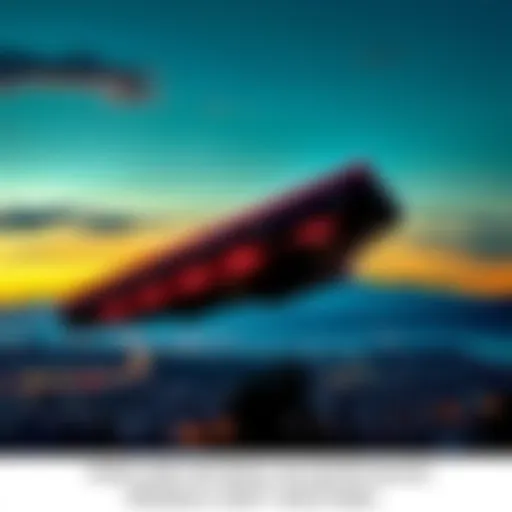 A black triangle-shaped craft is seen hovering in the sky over Portland, with a residential area below.