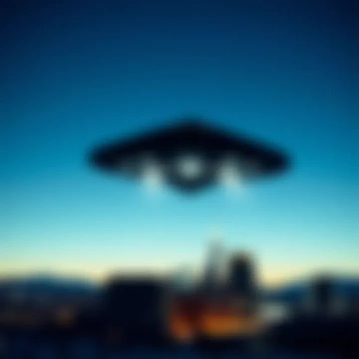 A large black triangular object with soft white lights flying slowly in the Calgary sky