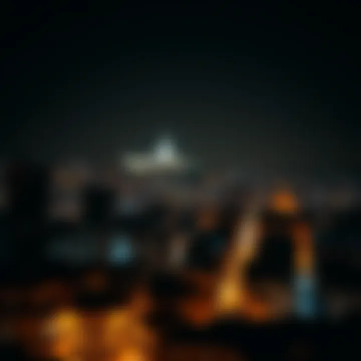 Dark city skyline of Spain with no lights during the blackout