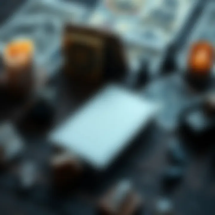 A blank tarot card placed on a rustic wooden table, surrounded by other tarot cards and crystals, symbolizing potential and change.