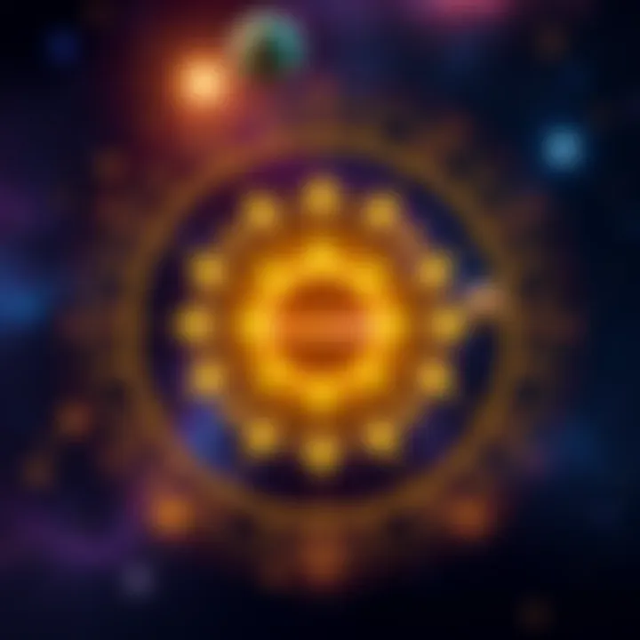 Illustration of a horoscope chart with bright stars and planets representing positive influences for a prosperous life.