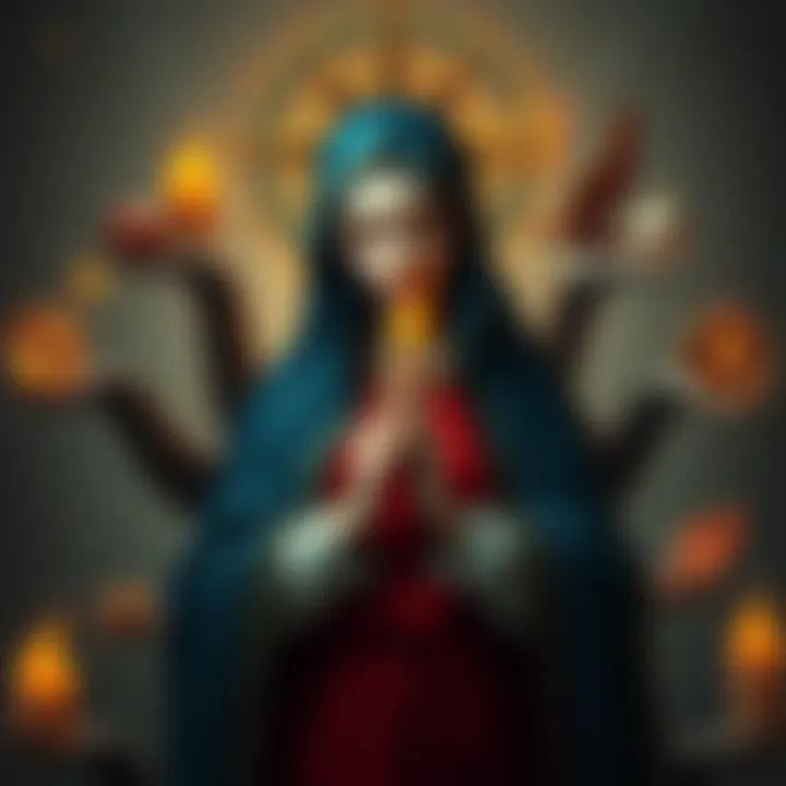 An artistic representation of the Blessed Virgin Mary, surrounded by symbols of Gnostic traditions, highlighting her role in these beliefs.