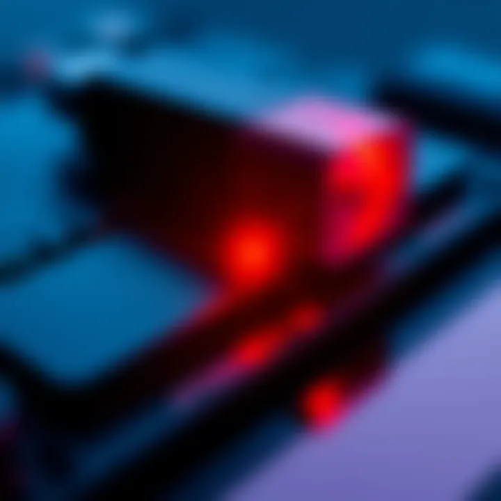 Blinking Light Signal A close-up of a blinking light on electronic device, indicating a status or alert.