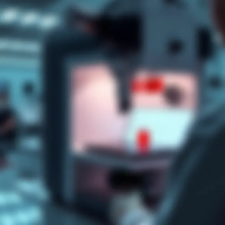 A modern machine analyzing blood samples in a healthcare setting.