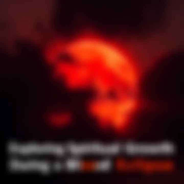 A glowing red moon during a lunar eclipse surrounded by dark clouds, symbolizing spiritual energy.