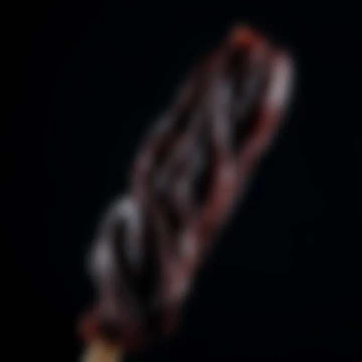 A close-up of dark, congealed substance resembling blood products, set against a stark background to highlight its unsettling nature.