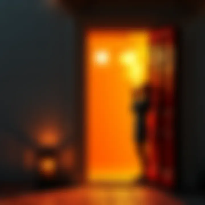 A person standing by a door blowing cinnamon into the air as part of a tradition