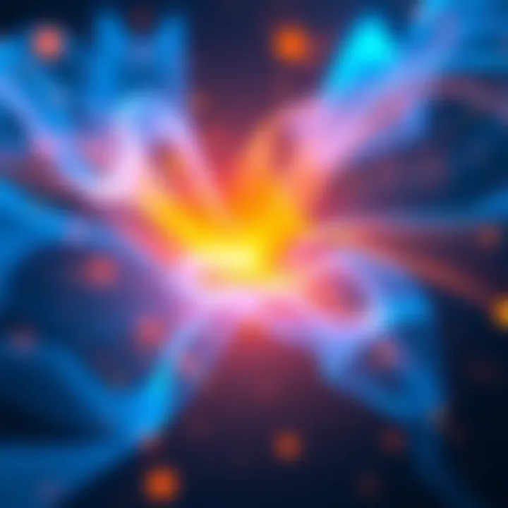 An artistic depiction of blue and orange colors blending together, representing the concept of fate and connection between relationships.