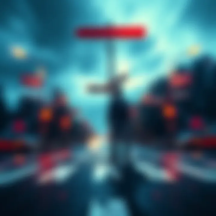 A person standing at a crossroads with various signs pointing in different directions, symbolizing confusion and misinformation.