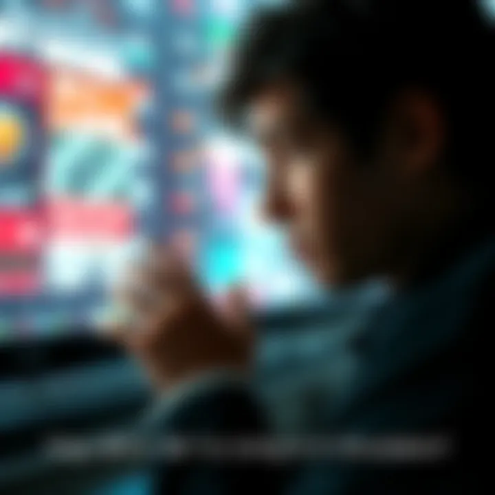 A visual representation of a person looking confused at a digital screen where reality appears distorted, symbolizing the idea of living in a simulation.