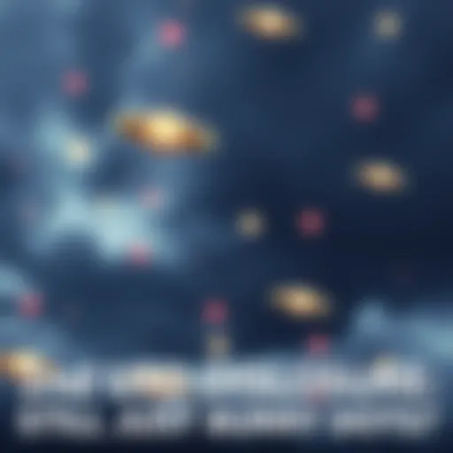 Blurry UFO Dots in the Sky Various blurry dots and shapes representing UFOs in a cloudy sky