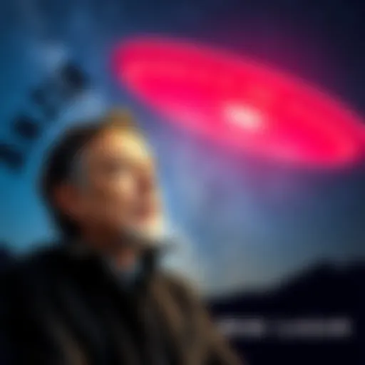 Bob Lazar discussing his experiences with UFOs, looking thoughtful with a backdrop of a starry sky