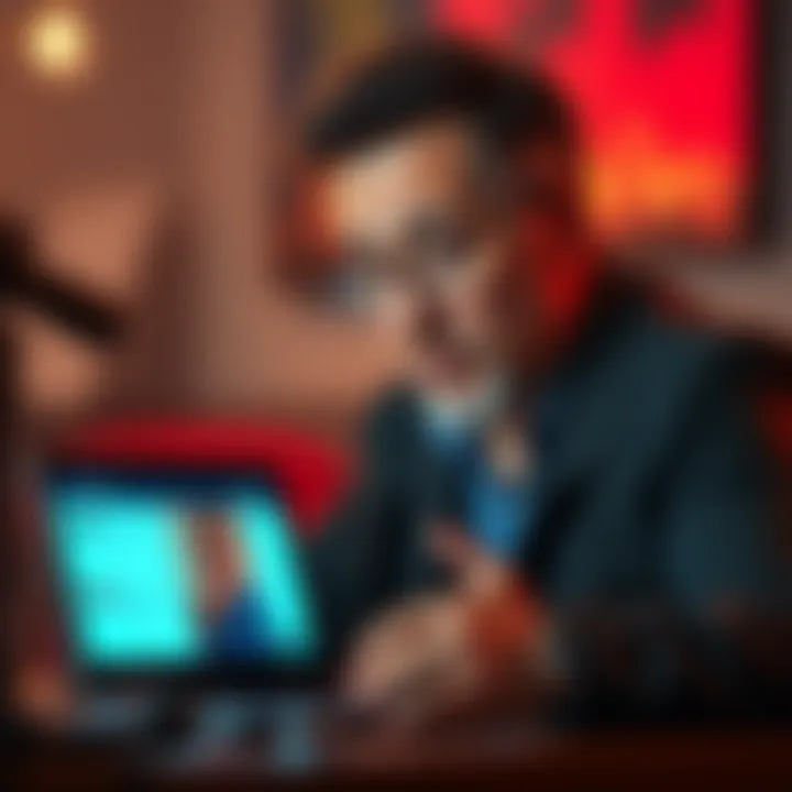 Bob Gymlan looking concerned while watching feedback on his video, with a laptop and comments displayed