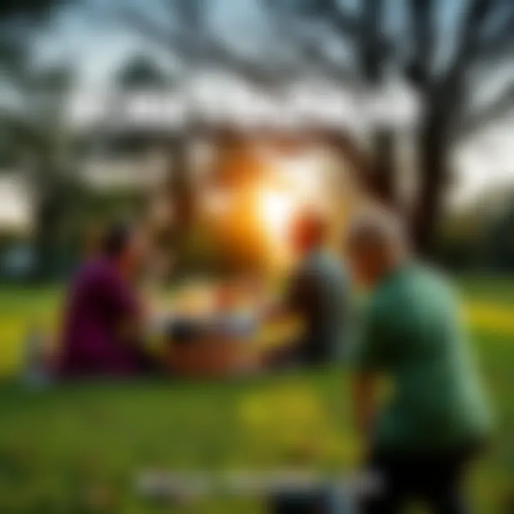 A family enjoying a picnic in a park, with a young boy playing nearby, symbolizing the moment before Bobby Dunbar went missing.
