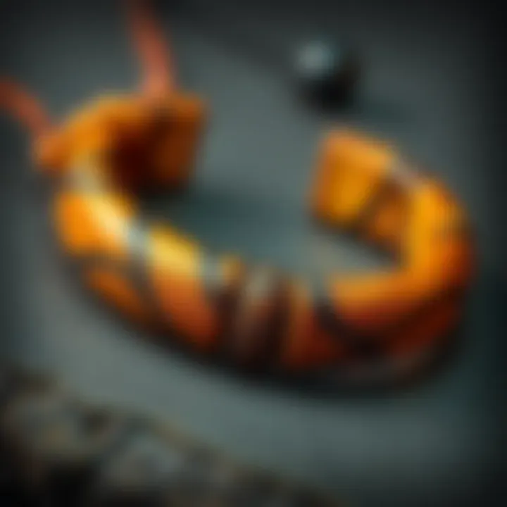 A close-up of a beautiful bracelet made from Bodhi wood, showing its unique texture and craftsmanship.