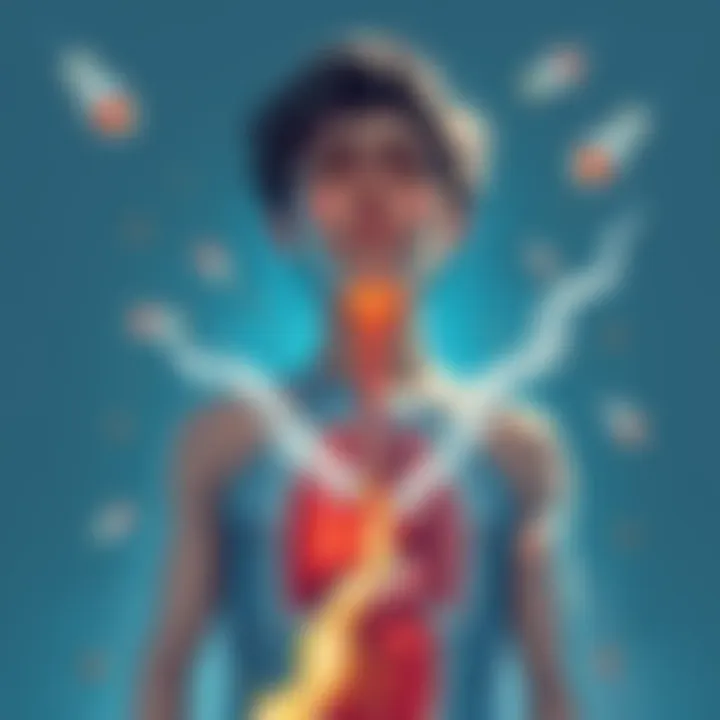 Illustration of a person experiencing something exiting their body, showing physical and emotional reactions.