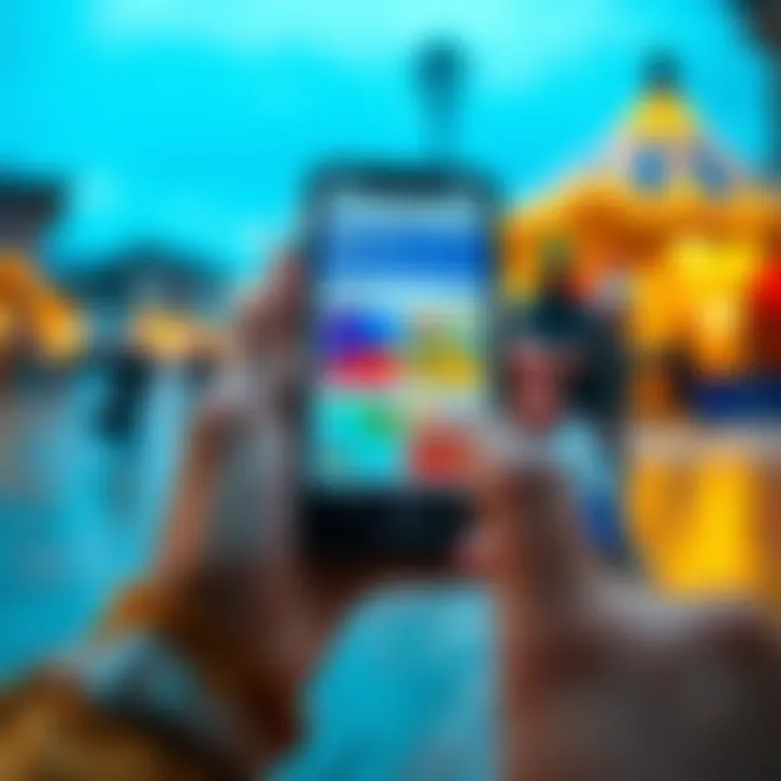 Person using the Boepa app to learn Tibetan on a smartphone, featuring colorful interface with vocabulary and speech options.