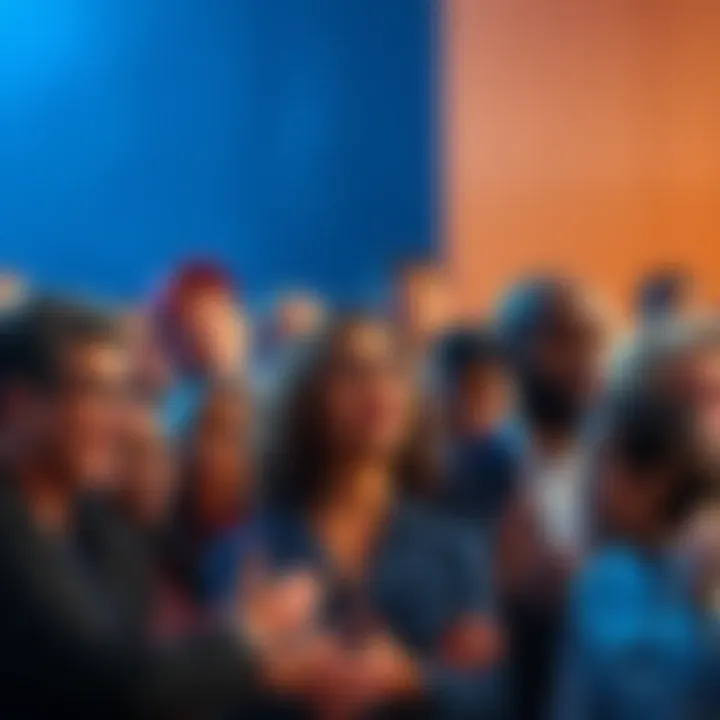 A group of diverse people engaged in a lively debate, showcasing different opinions and reactions, with expressive gestures and facial expressions.