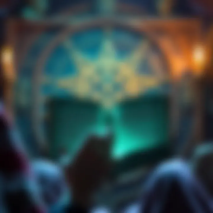 Book Inspired by Emerald Tablet A person reading a book that reflects themes of ancient wisdom, with ancient symbols in the background.