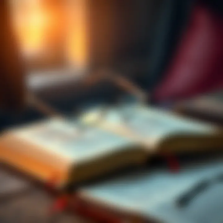 A book with reading glasses on top, symbolizing a review and analysis of literature