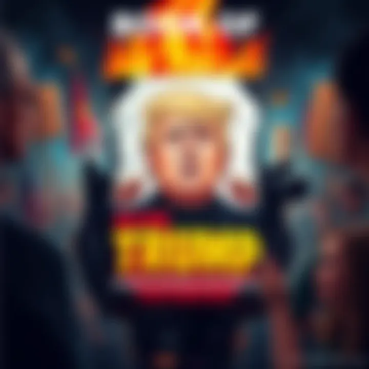 A provocative book cover featuring an illustration of President Trump with bold text displaying the title, surrounded by symbols of debate and protest.