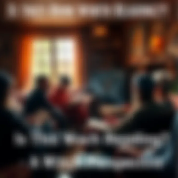 A group of people discussing a book about witchcraft in a cozy setting