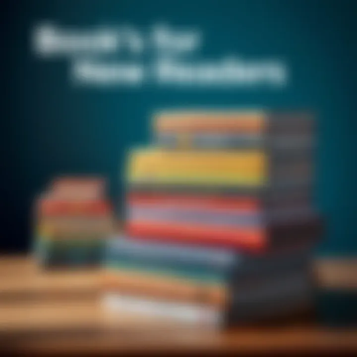 Books for New Readers A stack of engaging books with colorful covers, representing top picks for new readers in 2026, placed on a wooden table.